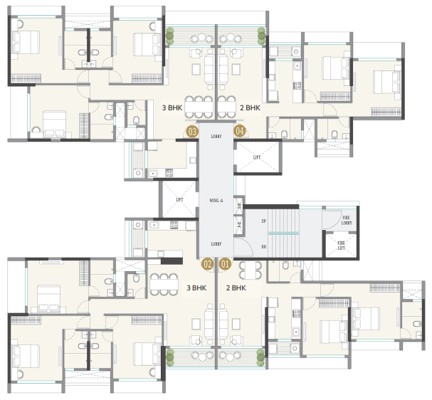 Luxury Floor Plan Aerial View – Kolte Patil Serenova Andheri West, Four Bungalows Versova