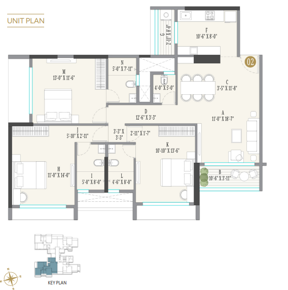 Luxury Floor Plan Aerial View – Kolte Patil Serenova Andheri West, Four Bungalows Versova