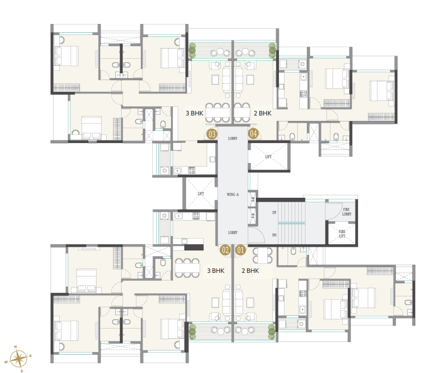 Luxury Floor Plan Aerial View – Kolte Patil Serenova Andheri West, Four Bungalows Versova