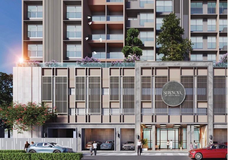 Luxury mirror-finish façade view of Kolte Patil Serenova Andheri West – Four Bungalows Versova